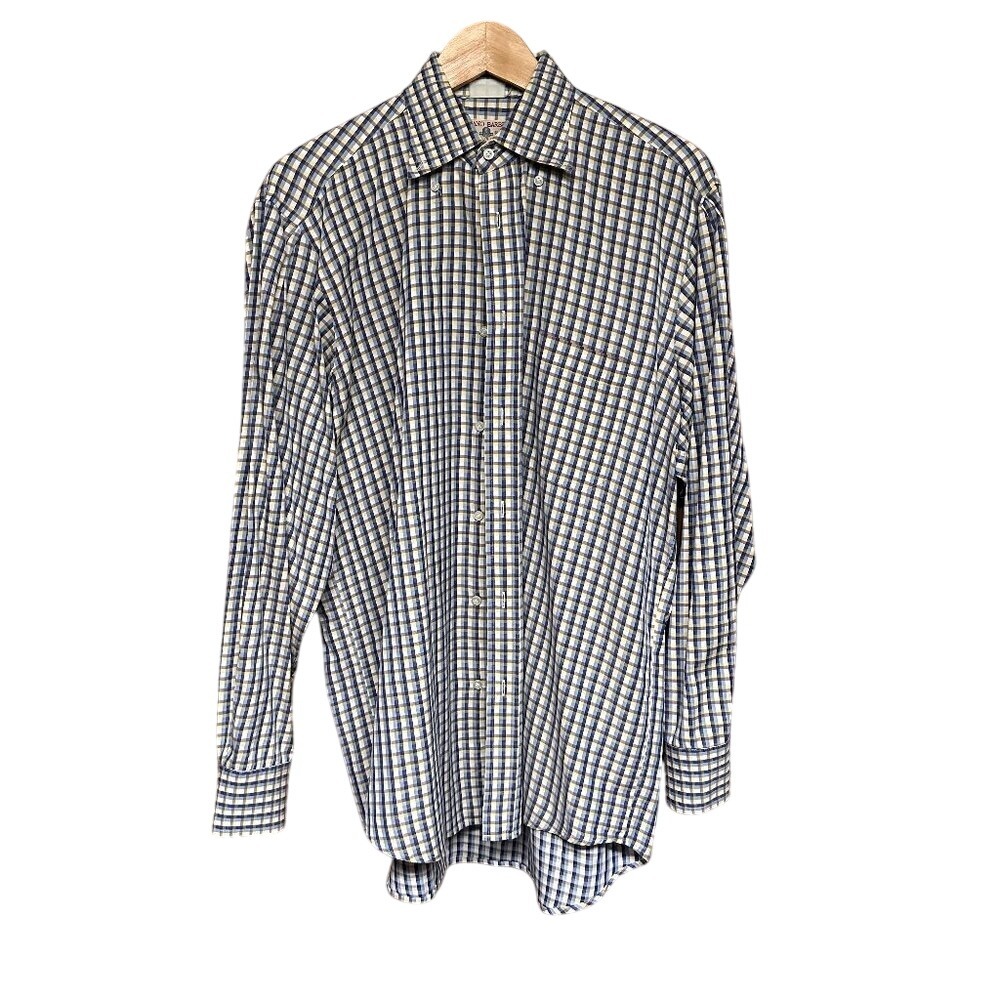 Luciana Barbera "The Shirt" Blue Yellow Brown White Chek Men's Medium